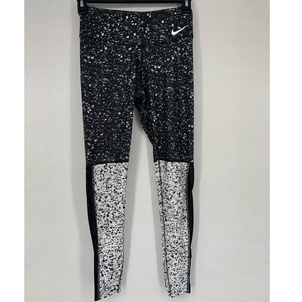 Nike Dri Fit Size Small Black White Speckled Leggings Activewear